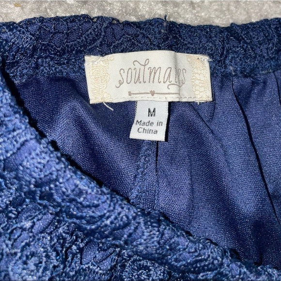 Women’s Dark Blue Lacy Drawstring Shorts - Picture 2 of 4